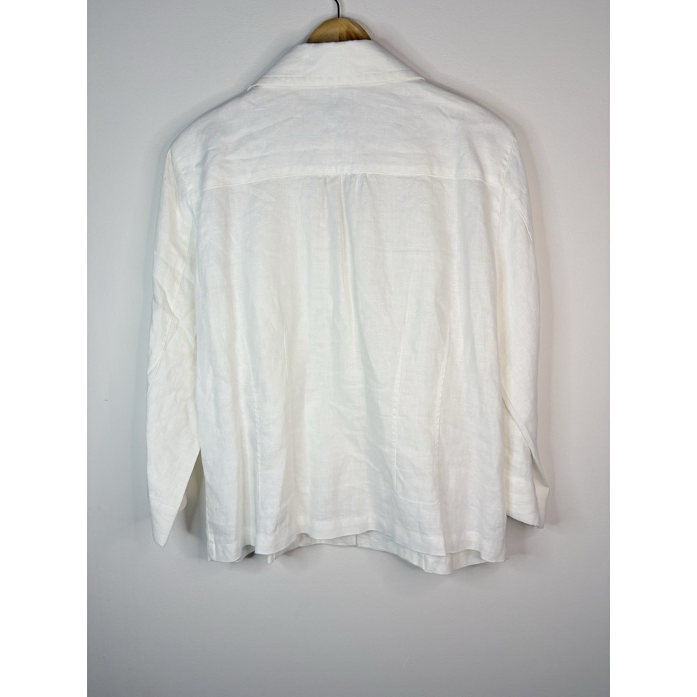 Chicos 100% Linen Blazer Women's Size 2 (Sz Large) Coastal Grandmother White - Picture 4 of 11